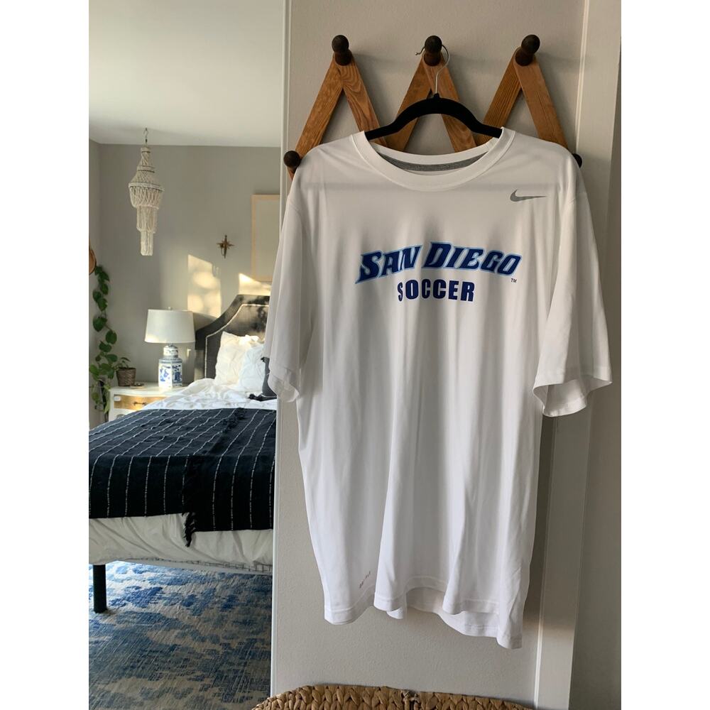 Nike White San Diego Soccer Short Sleeve Tee with Blue Logo